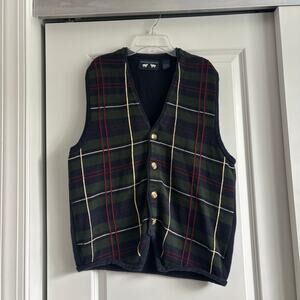 Woods & Gray Men’s Plaid Casual Golf Sweater Vest Sz L Academic Academia